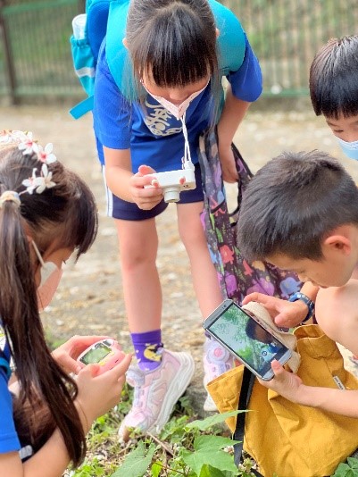 學生用各種數位產品拍攝植物照片（圖片1）