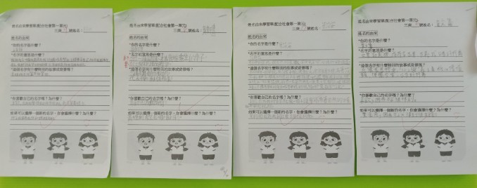 學生完成的名字由來學習單(圖片3)