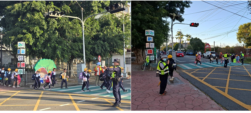 交通志工和員警，是通學路上最動人的安全屏障。（圖片1）
